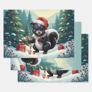 Feuille De Papier Cadeau Caricature de la peau de Noël mignon