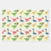 Feuille De Papier Cadeau Caricature Dinosaure Mignonne Et Colorée (Devant 3)