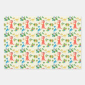 Feuille De Papier Cadeau Caricature Dinosaure Mignonne Et Colorée (Devant 2)