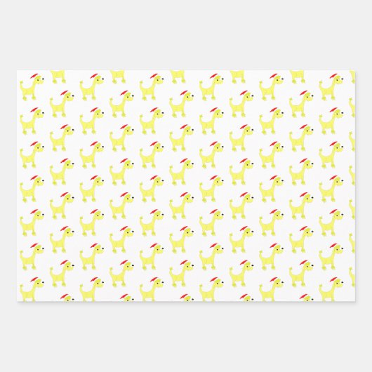 Feuille De Papier Cadeau Caricature jaune caniche Posh Paws Noël (Devant 3)