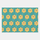 Feuille De Papier Cadeau Caricature rétro smiley caractères xmas design (Devant)