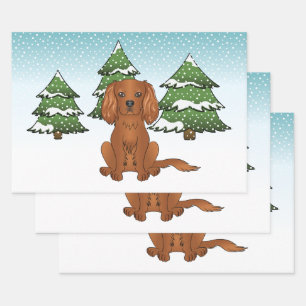 Feuille De Papier Cadeau Carlin Cavalier King Charles Spaniel Rubis En Hive