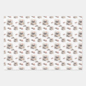 Feuille De Papier Cadeau Carlin d'aquarelle à Santa Hat Noël (Devant 2)