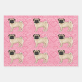 Feuille De Papier Cadeau Carlin Fun Chien Cartoon Mops Pink Love Motif de c (Devant 2)