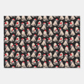 Feuille De Papier Cadeau Carlins en Santa Hats Motif de Noël (Devant 2)