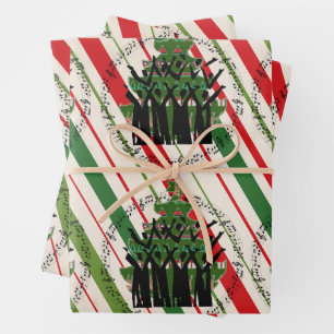 Feuille De Papier Cadeau Carollers de Noël chantent Carols Arbre de Noël