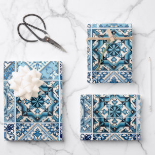 Feuille De Papier Cadeau Carreaux méditerranéens, portugais, azulejo, majol