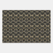 Feuille De Papier Cadeau carrelage art déco d'or noir (Devant)