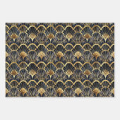Feuille De Papier Cadeau carrelage art déco d'or noir (Devant 2)