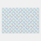 Feuille De Papier Cadeau Carrelage bleu clair et blanc orné (Devant 3)