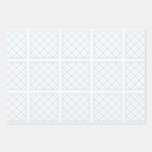 Feuille De Papier Cadeau Carrelage bleu clair et blanc orné (Devant 2)