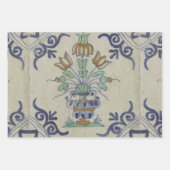 Feuille De Papier Cadeau Carrelage Delft Antique Pot de Fleur Céramique (Devant 2)