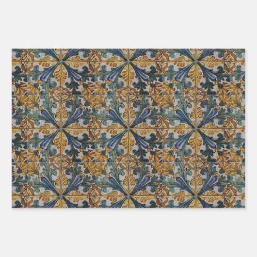 Feuille De Papier Cadeau Carrelage espagnol antique (Devant 2)