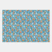 Feuille De Papier Cadeau carrelage festif Renard de Noël (Devant)