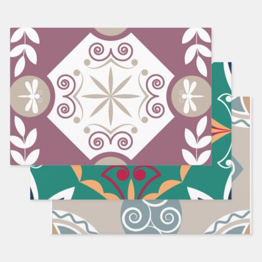 Feuille De Papier Cadeau Carrelage marocain Motif Dragonfly (Lot)