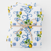 Feuille De Papier Cadeau Carrelage méditerranéen, majolica, style sicilien  (En situation)