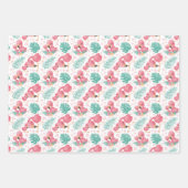 Feuille De Papier Cadeau carrelage mignon maman fille rose flamingo (Devant 3)