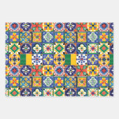 Feuille De Papier Cadeau Carrelage Talavera mexicain Espagne Fiesta (Devant 3)
