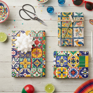 Feuille De Papier Cadeau Carrelage Talavera mexicain Espagne Fiesta