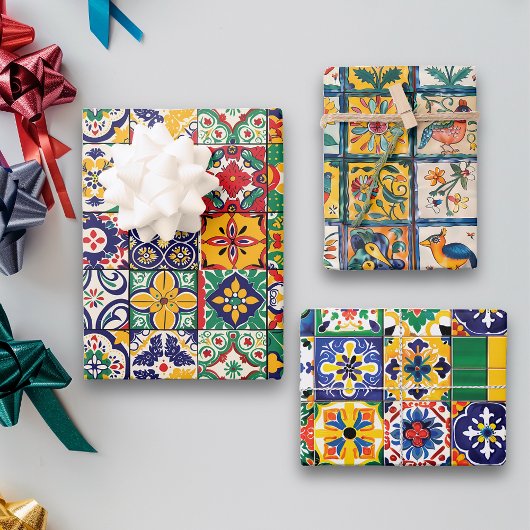 Feuille De Papier Cadeau Carrelage Talavera mexicain Espagne Fiesta