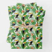 Feuille De Papier Cadeau Carrelé fin toucan fête tropical oiseau (En situation)