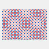 Feuille De Papier Cadeau Carrés blancs et bleus rouges (Devant 3)