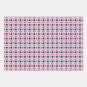 Feuille De Papier Cadeau Carrés blancs et bleus rouges (Devant 2)