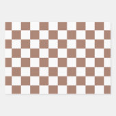 Feuille De Papier Cadeau Carrés Checker mocha brun blanc géométrique rétro (Devant)