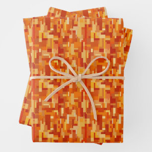 Feuille De Papier Cadeau Carrés et rectangles abstraits orange et jaune
