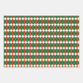 Feuille De Papier Cadeau Carrés rouges et verts (Devant)