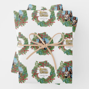 Feuille De Papier Cadeau Carte de Noël Joyeux Joyeux Joyeux