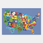 Feuille De Papier Cadeau Carte de Noël USA (Devant 3)
