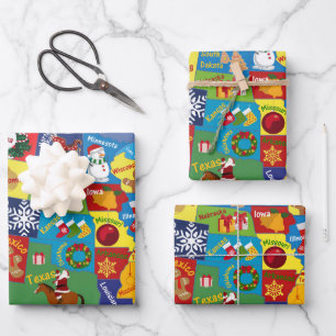 Feuille De Papier Cadeau Carte de Noël USA
