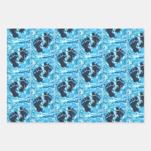 Feuille De Papier Cadeau Carte magnétique d'impression de pied Yeti (Devant)