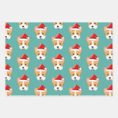 Feuille De Papier Cadeau Cartographie Corgi Noël Santa Hat (Devant 3)