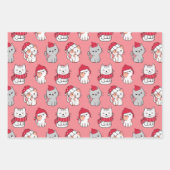 Feuille De Papier Cadeau Carton blanc mignon Noël de chat (Devant 3)