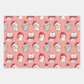 Feuille De Papier Cadeau Carton blanc mignon Noël de chat (Devant 2)