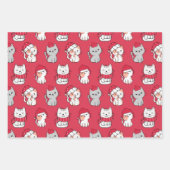 Feuille De Papier Cadeau Carton blanc mignon Noël de chat (Devant)