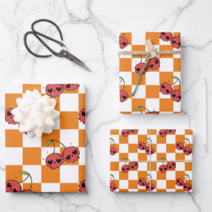 Feuille De Papier Cadeau Carton crâne cerise - Alt esthétique