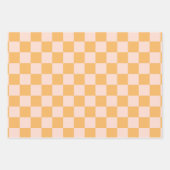 Feuille De Papier Cadeau Carton de contrôle en soie orange et écru (Devant 3)