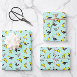 Feuille De Papier Cadeau Cartoon Cockatiels Motif
