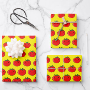 Feuille De Papier Cadeau Cartoon mignon tomate Motif Jaune