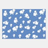 Feuille De Papier Cadeau Cartoon Sheep sur arrière - plan bleu (Devant)