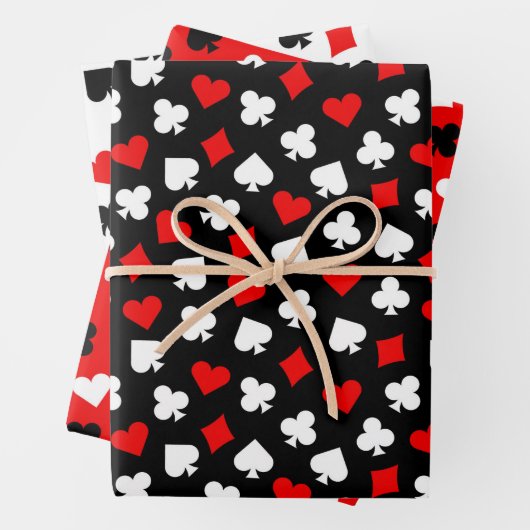 Feuille De Papier Cadeau Casino noir rouge et blanc (En situation)