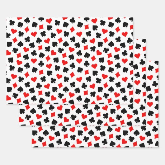 Feuille De Papier Cadeau Casino noir rouge et blanc (Lot)