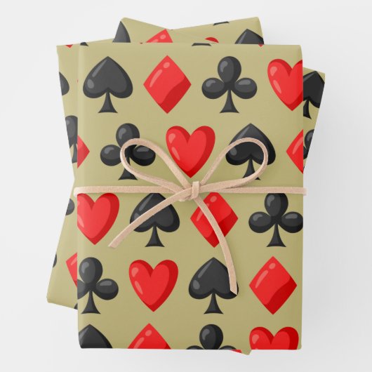Feuille De Papier Cadeau Casino Red, Black et Gold Card Costume Jeu (En situation)