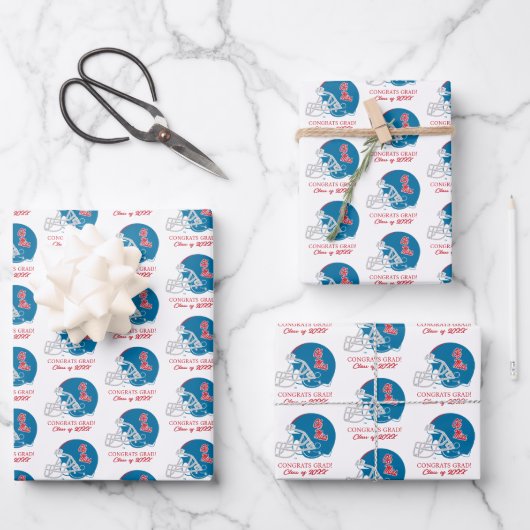 Feuille De Papier Cadeau Casque Ole Miss Football | Bleu clair (Recto)