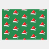 Feuille De Papier Cadeau Casquette De Noël Santas Motif En Rouge Et Vert (Devant)