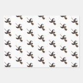 Feuille De Papier Cadeau Casquette de sorcière et Broomstick (Devant 3)