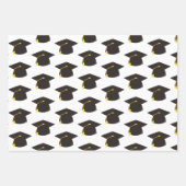 Feuille De Papier Cadeau Casquette noire avec cadeau Arrière - plan blanc (Devant 3)